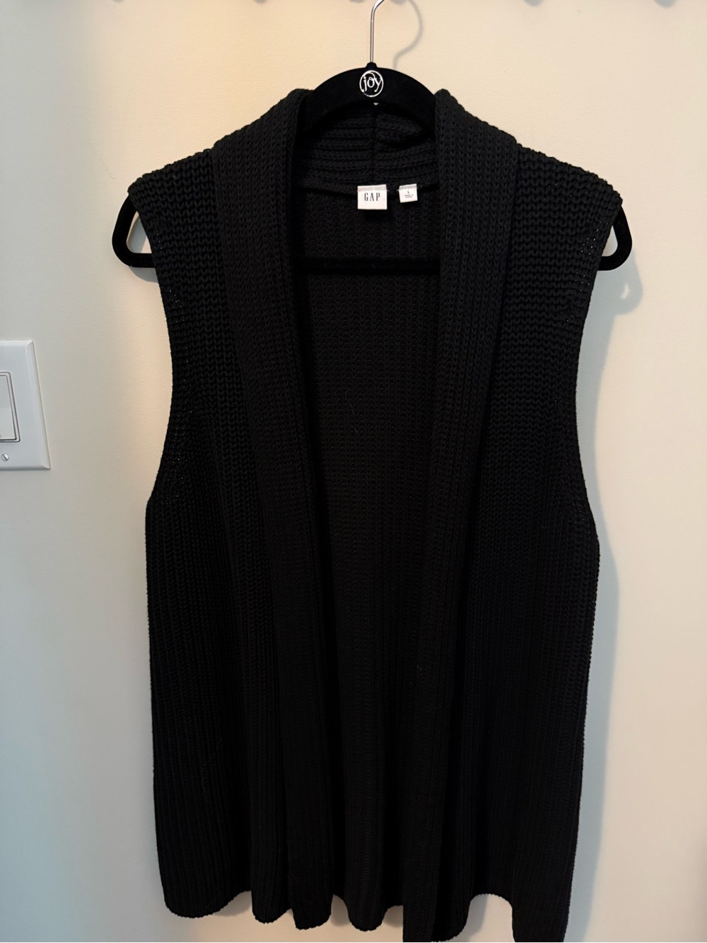 GAP Black Sleeveless Open-Knit Cardigan Vest